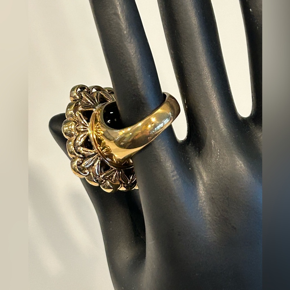 Vintage Barse Turquoise & Amethyst Bronze Ring Size 7 - Picture 3 of 8